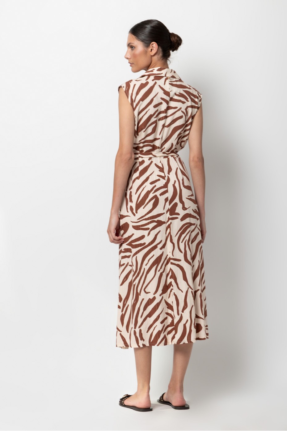 BUTTON UP PRINTED DRESS