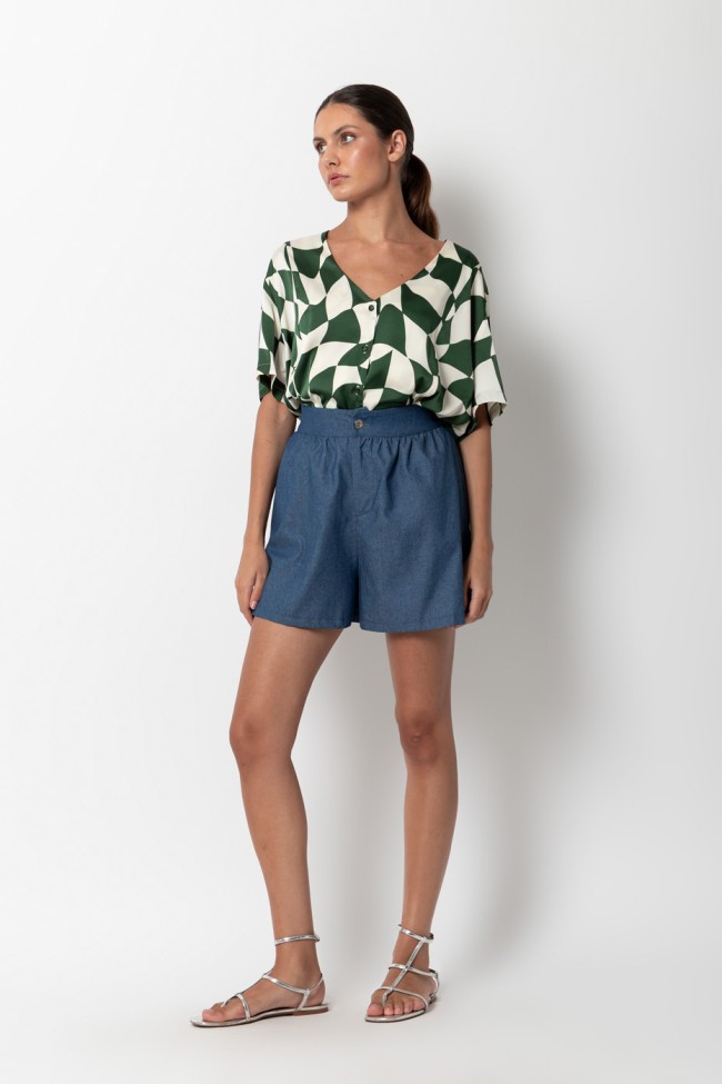 JEANS SHORTS WITH ELASTIC BAND