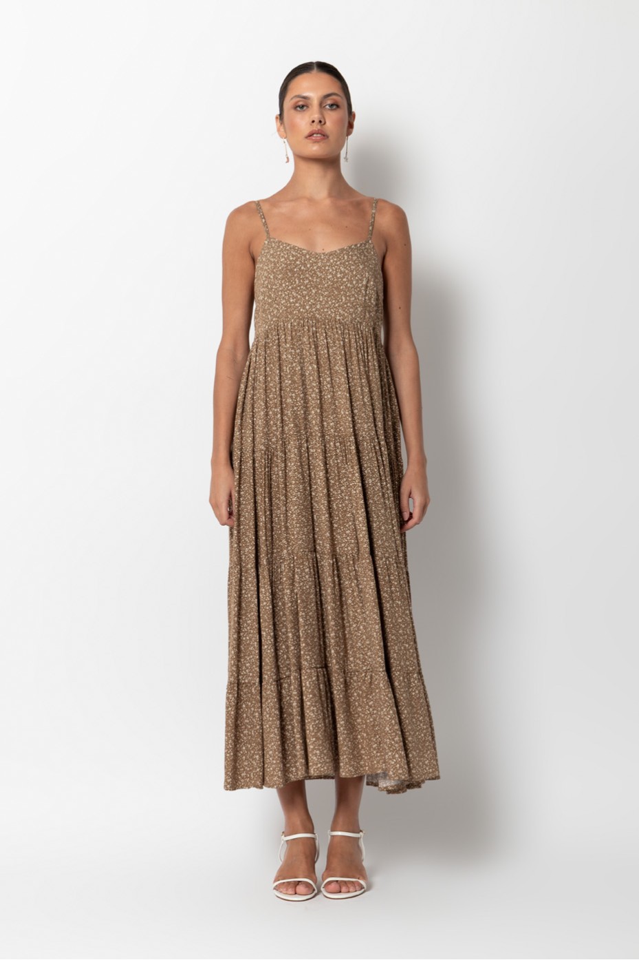 PRINTED MAXI DRESS WITH RUFFLES