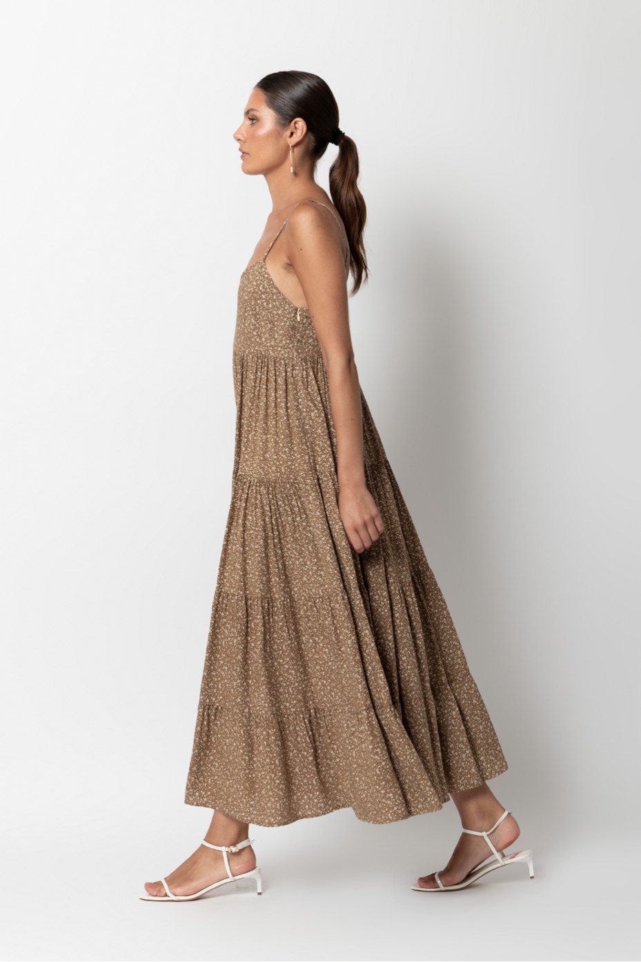 PRINTED MAXI DRESS WITH RUFFLES