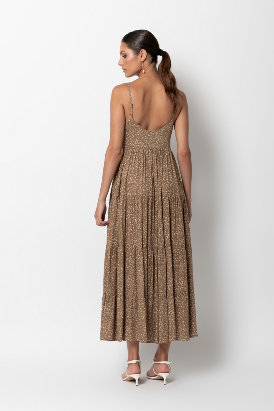 PRINTED MAXI DRESS WITH RUFFLES