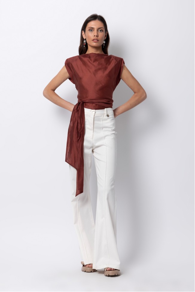 SHEER TOP WITH SHOULDER PADS