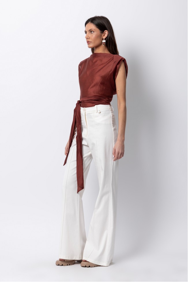 SHEER TOP WITH SHOULDER PADS