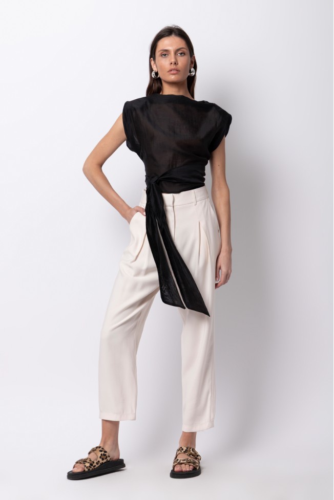 SHEER TOP WITH SHOULDER PADS
