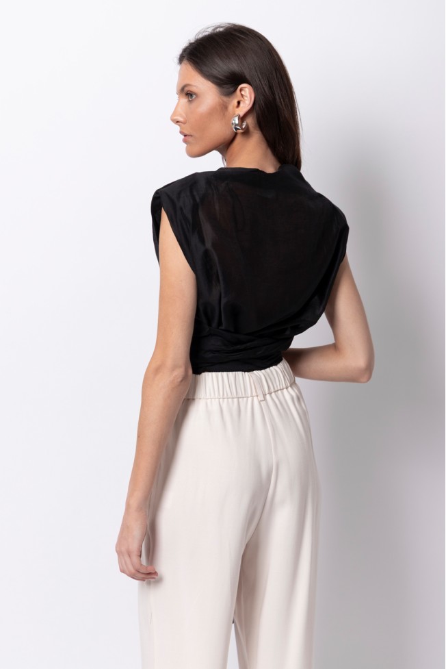 SHEER TOP WITH SHOULDER PADS