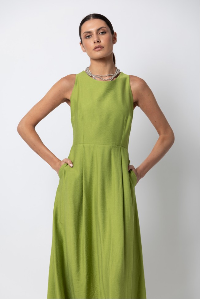 MIDI DRESS WITH PLEATS