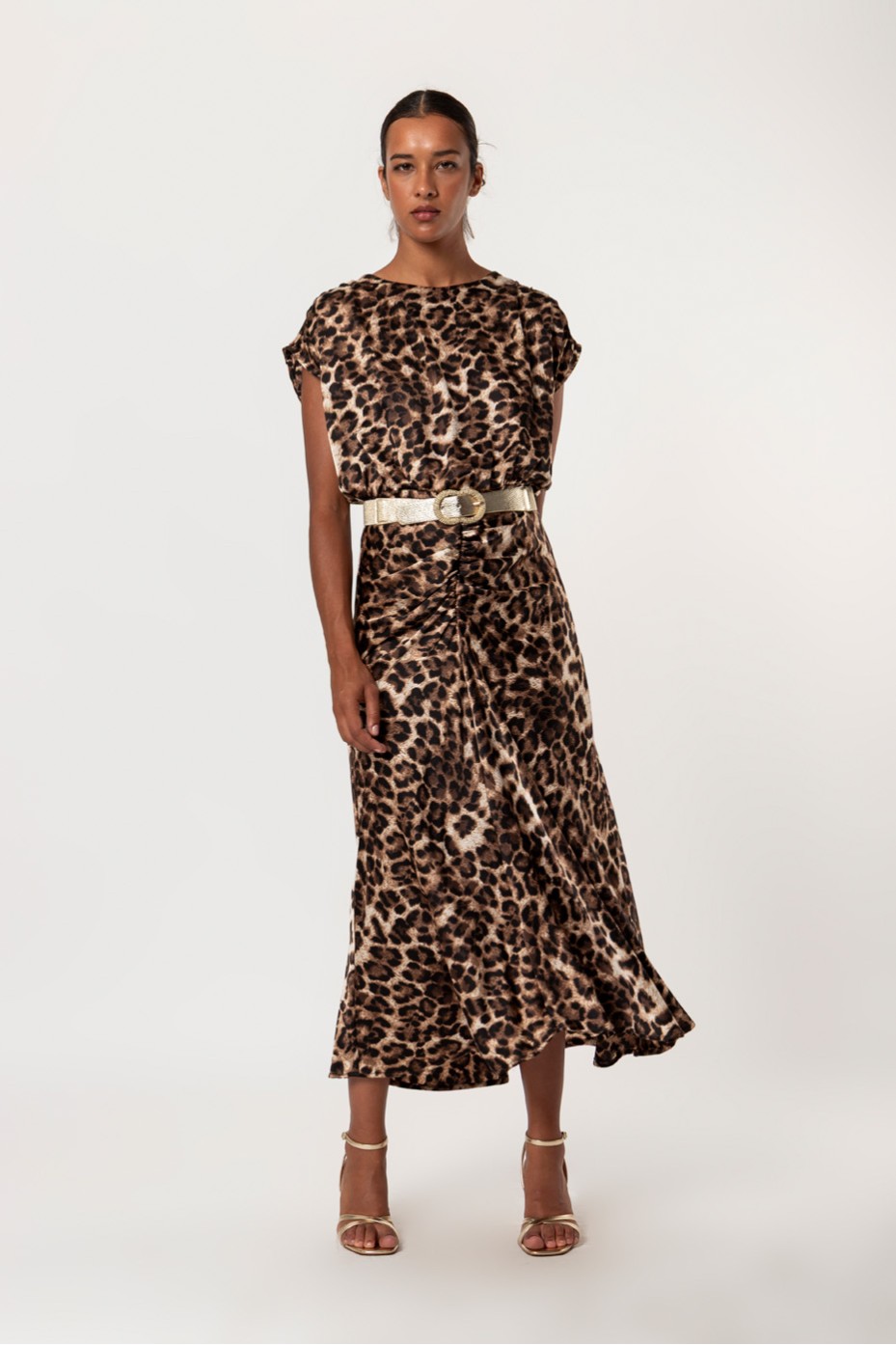 LEOPARD DRESS WITH RUFFLES