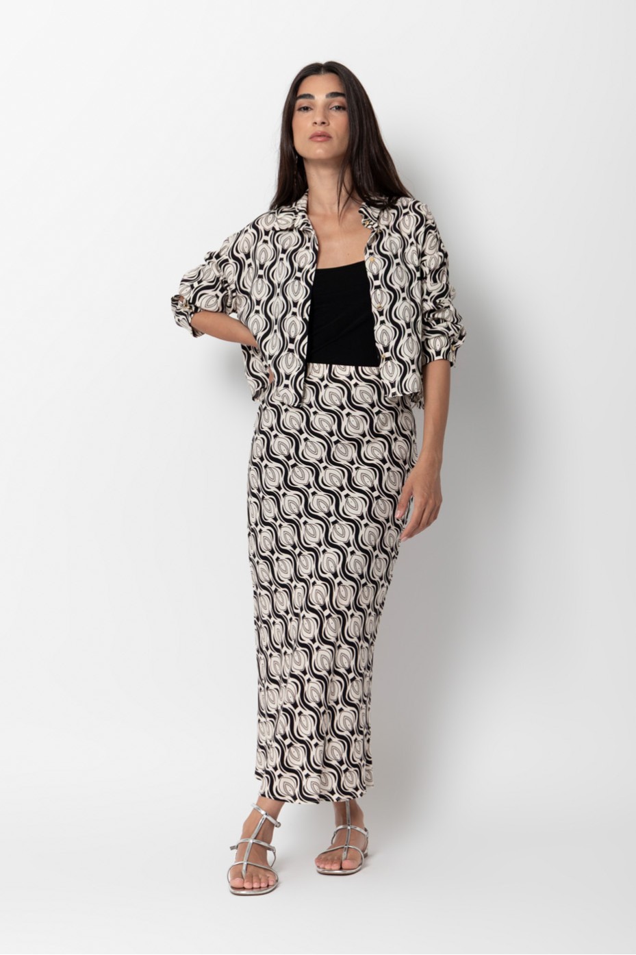 PRINTED MIDI SKIRT