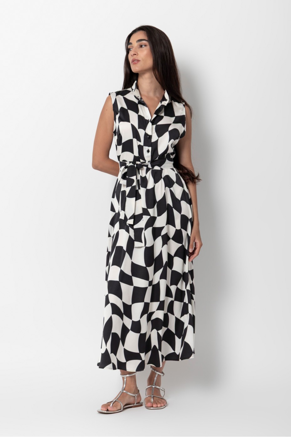 PRINTED SATIN DRESS