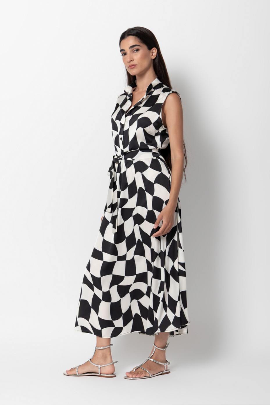 PRINTED SATIN DRESS