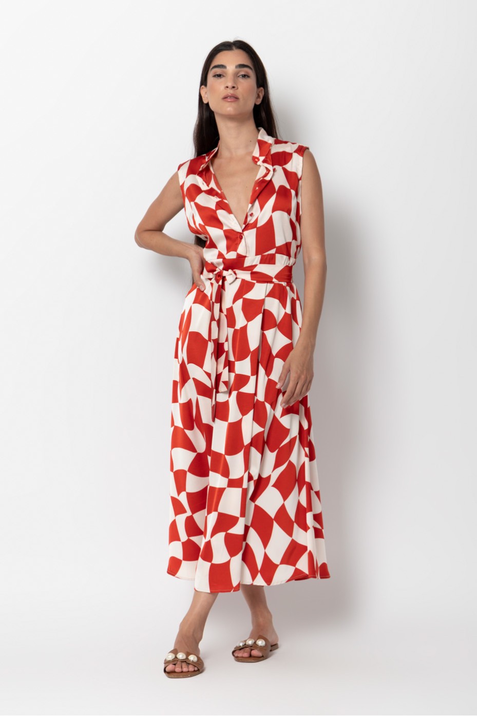 PRINTED SATIN DRESS