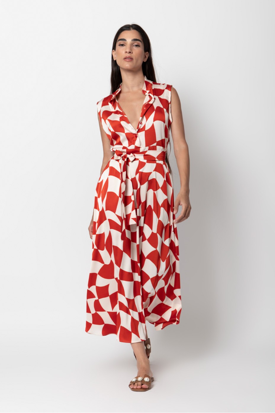 PRINTED SATIN DRESS
