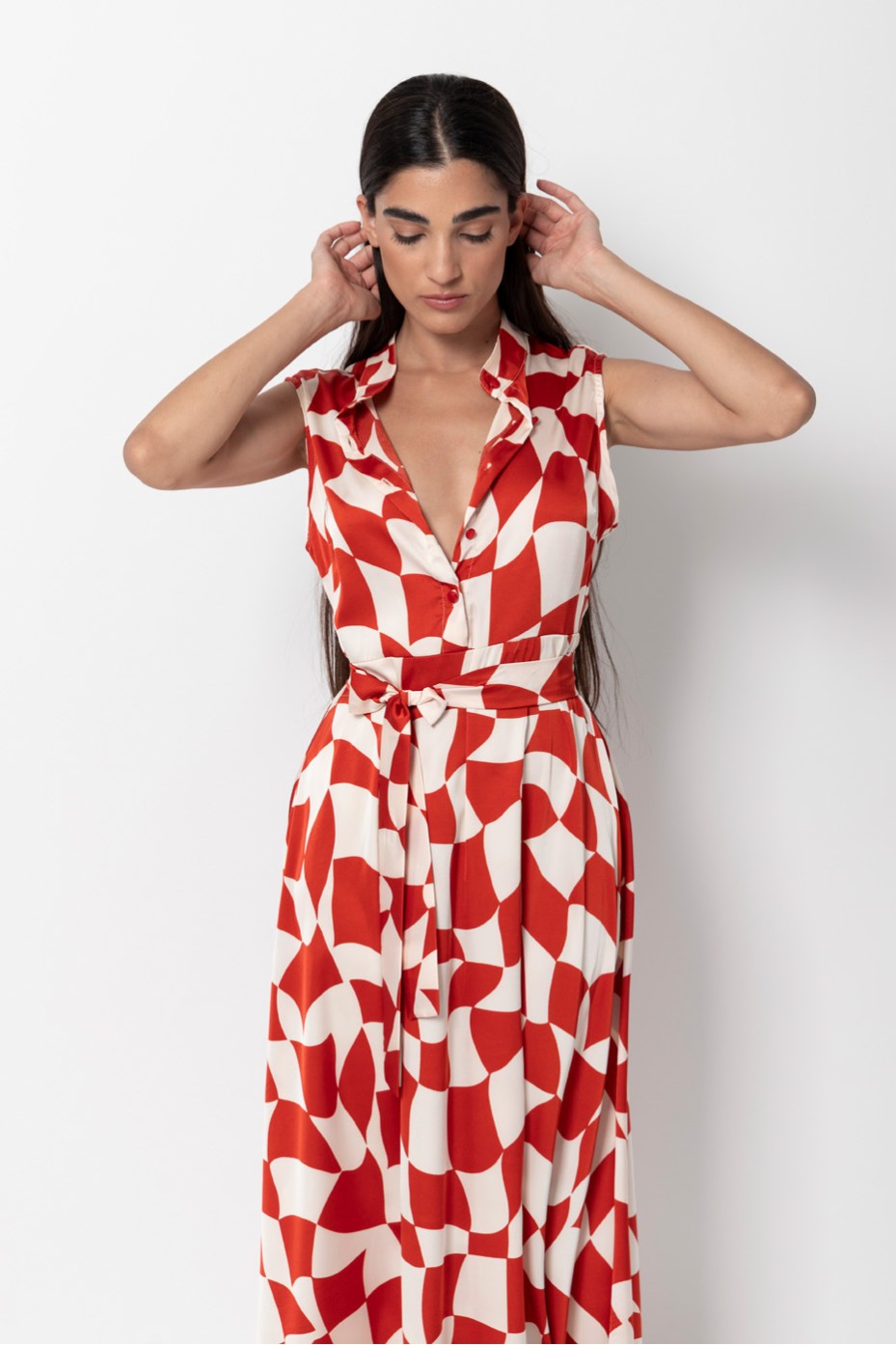 PRINTED SATIN DRESS