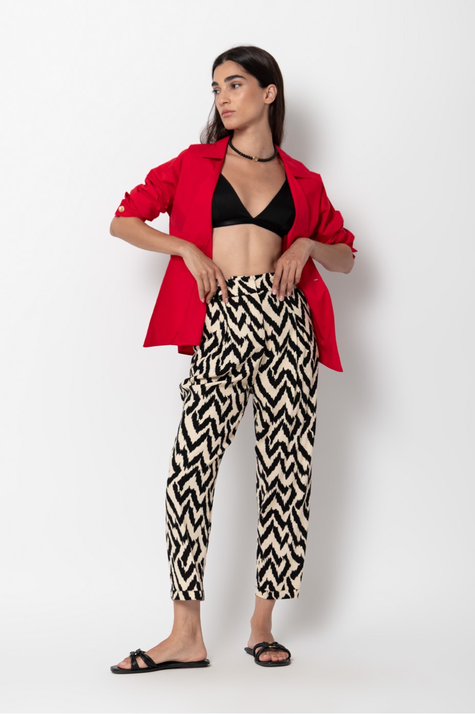 CROP PANTS WITH ELASTIC WAIST