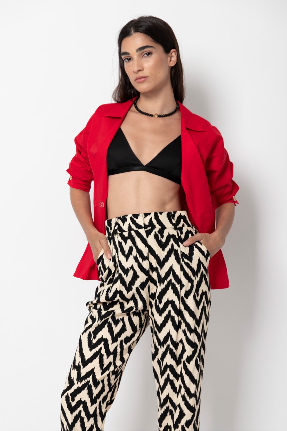 CROP PANTS WITH ELASTIC WAIST