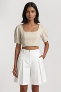 ΜΠΛΟΥΖΑ CROP ΜΕ ΦΟΥΣΚΩΤΑ ΜΑΝΙΚΙΑ ZOE BLACK