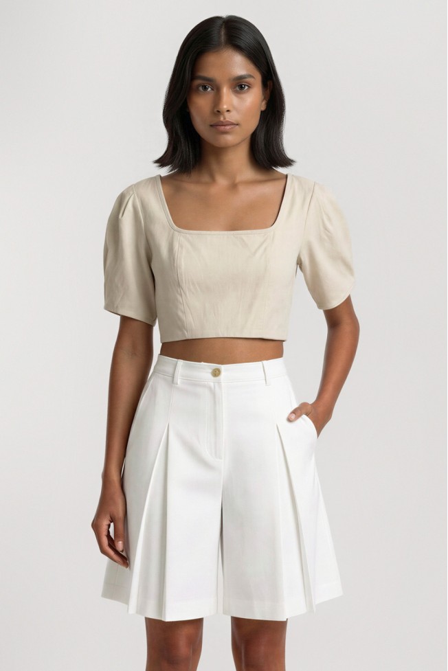 ΜΠΛΟΥΖΑ CROP ΜΕ ΦΟΥΣΚΩΤΑ ΜΑΝΙΚΙΑ ZOE BLACK