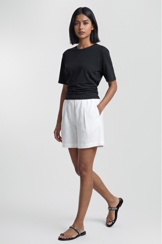 SHORT-SLEEVED ELASTIC CROP TOP