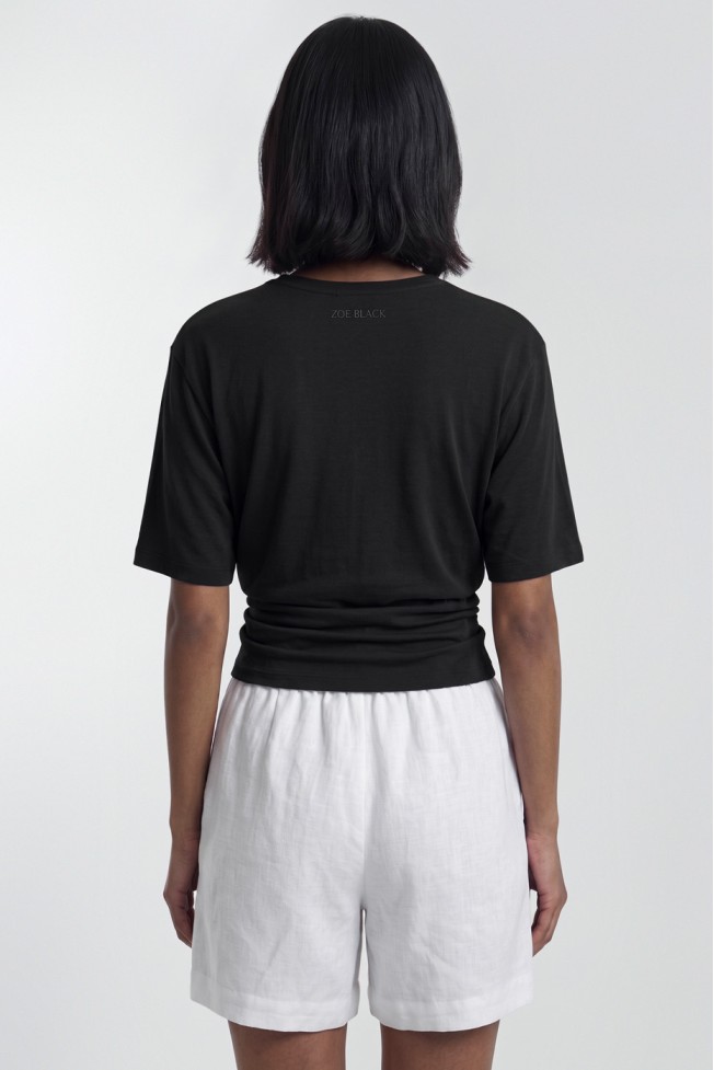 SHORT-SLEEVED ELASTIC CROP TOP