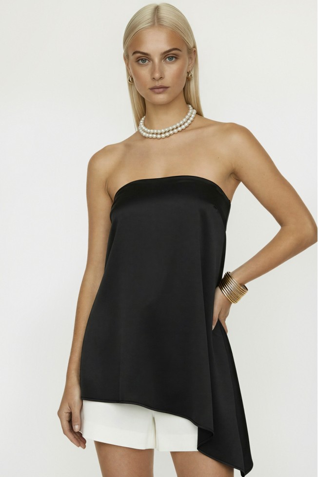 ΜΠΛΟΥΖΑ ΣΑΤΕΝ STRAPLESS ΑΣΥΜΜΕΤΡΗ
