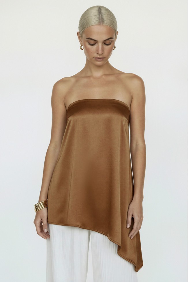 ΜΠΛΟΥΖΑ ΣΑΤΕΝ STRAPLESS ΑΣΥΜΜΕΤΡΗ