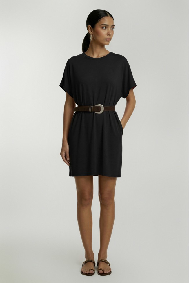 WIDE ELASTIC MINI DRESS