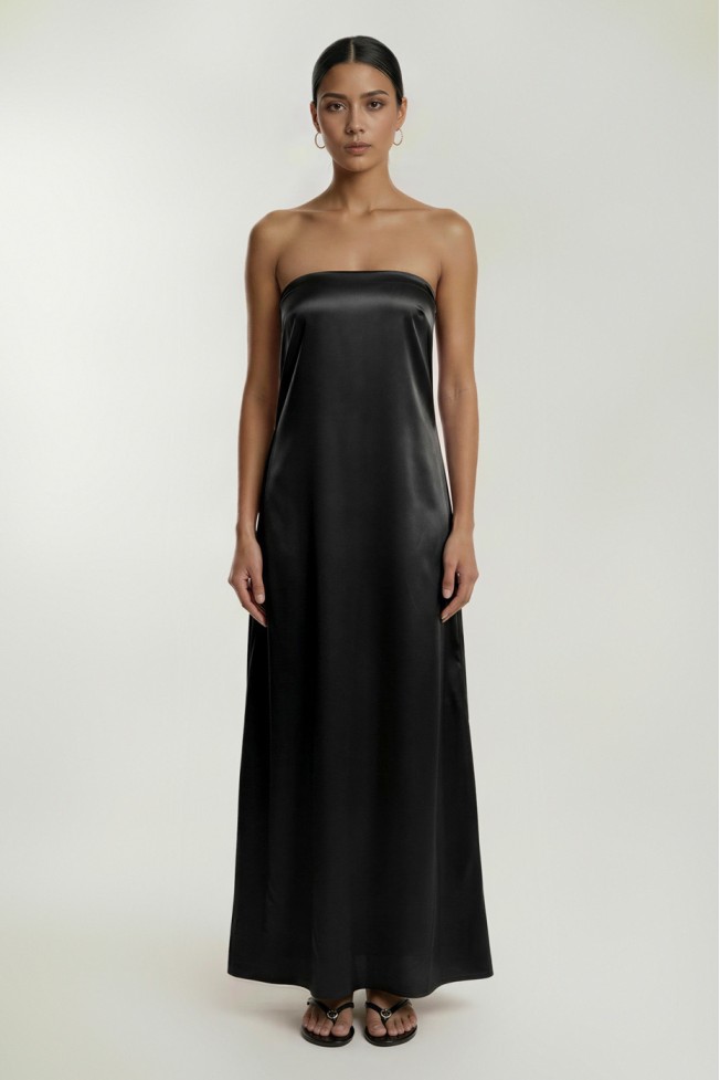 ΦΟΡΕΜΑ STRAPLESS ΣΑΤΕΝ ΜΕ ΛΑΣΤΙΧΟ