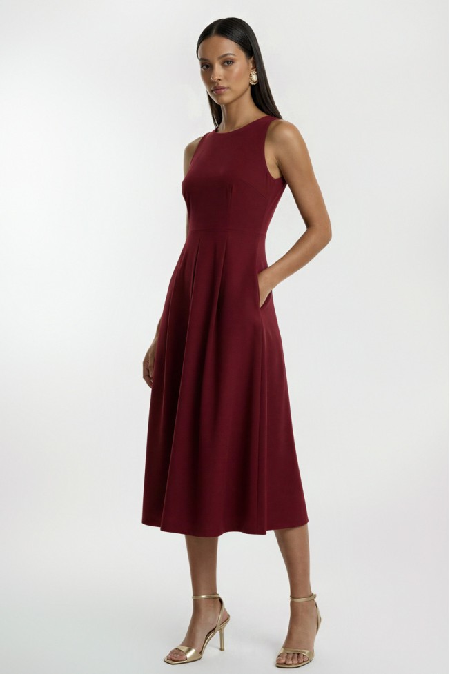 MIDI DRESS WITH PLEATS