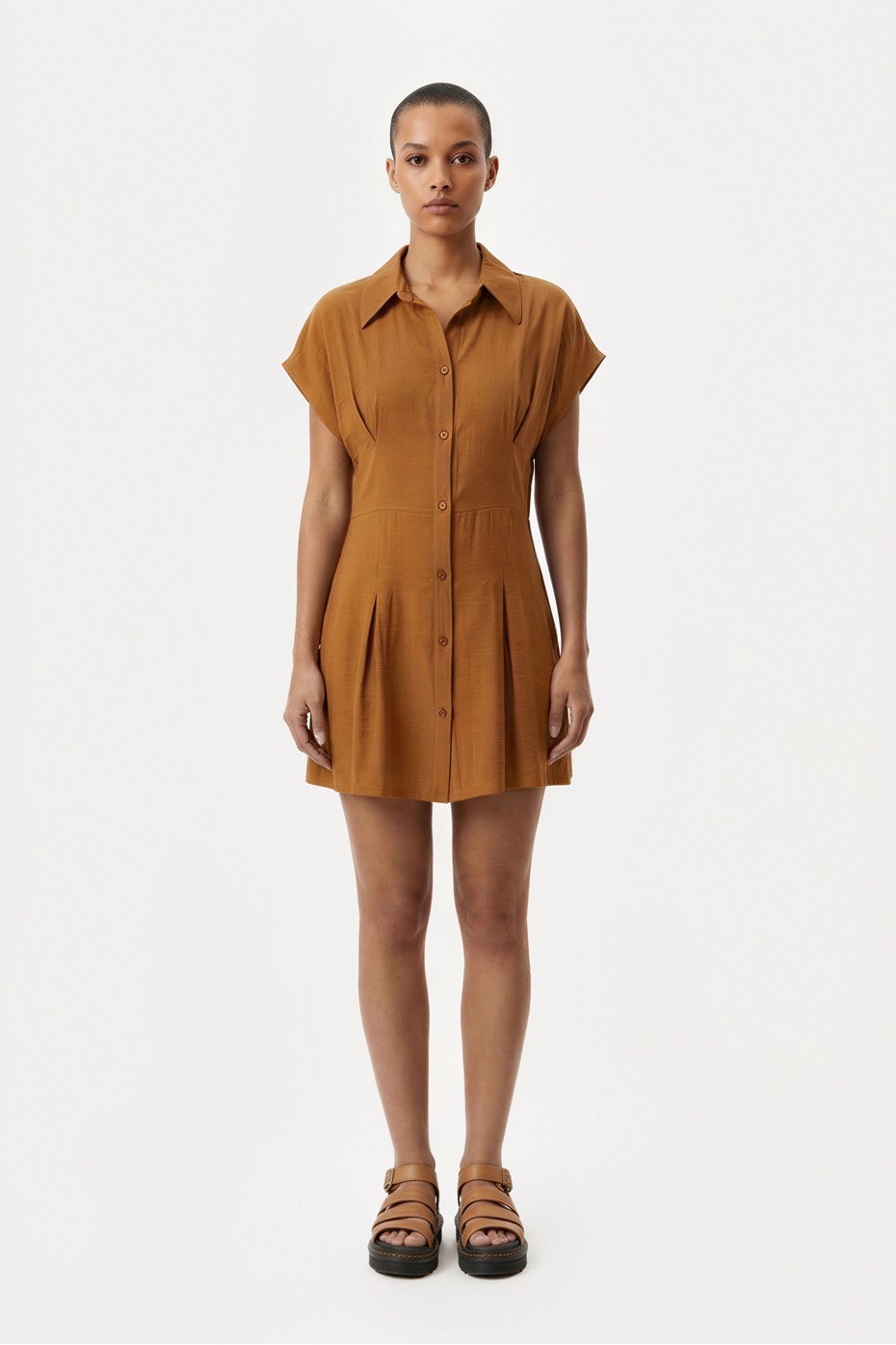 SHORT SLEEVE MINI DRESS WITH BELT