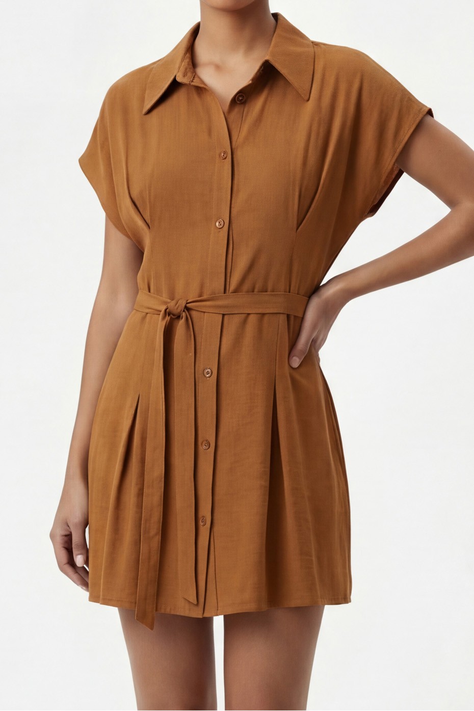 SHORT SLEEVE MINI DRESS WITH BELT