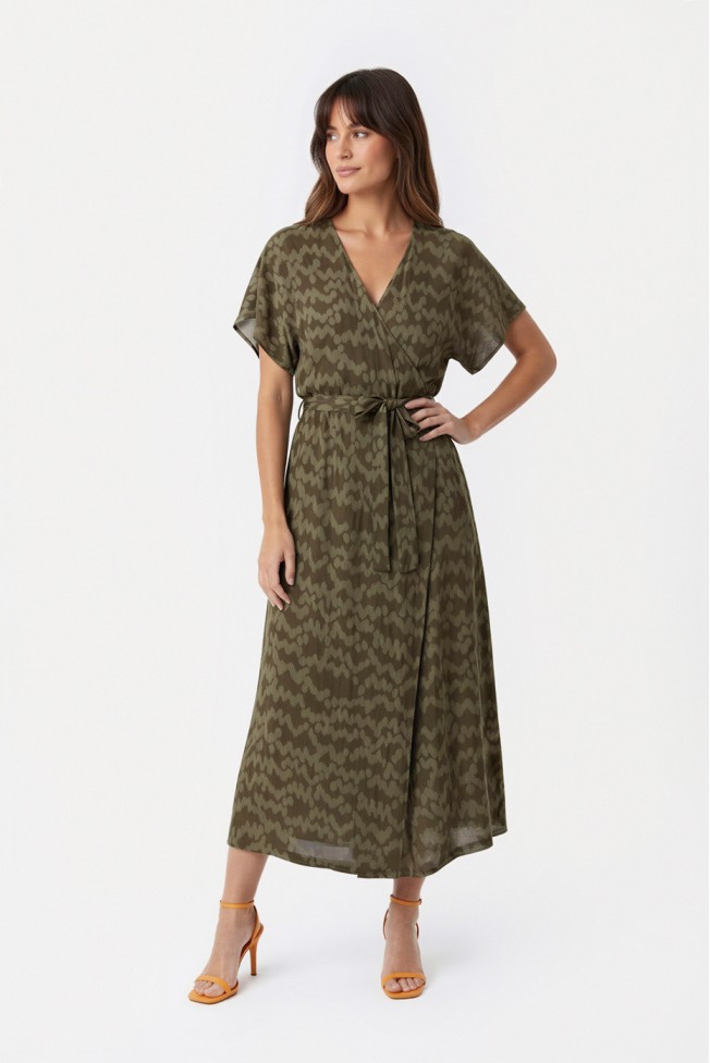 PRINTED WRAP DRESS