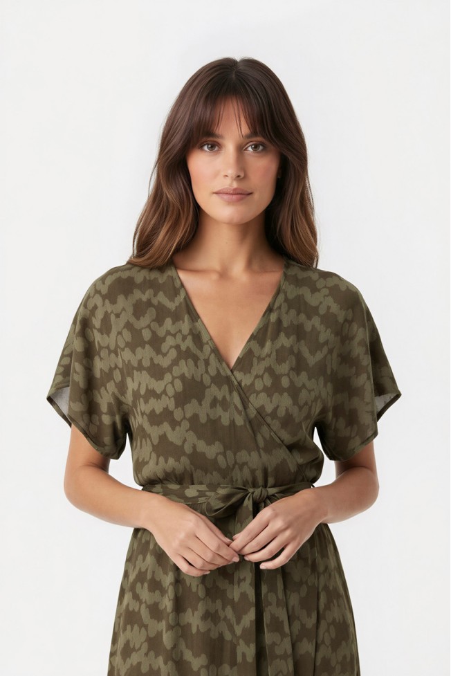 PRINTED WRAP DRESS