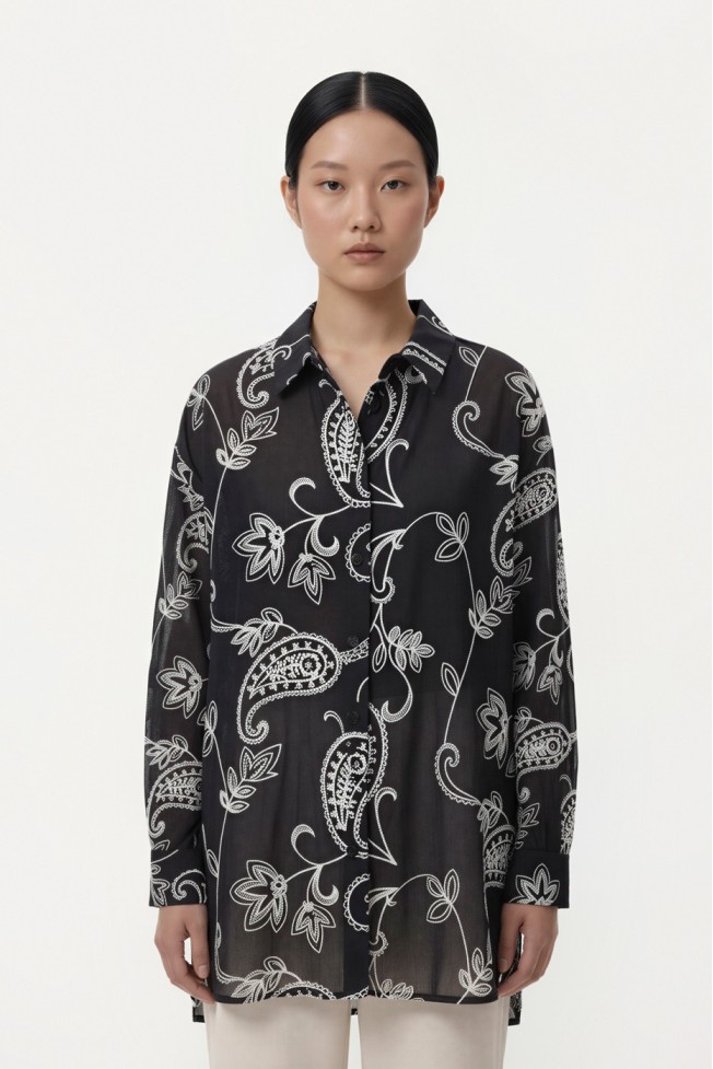 LONG SLEEVE SHIRT WITH EMBROIDERY