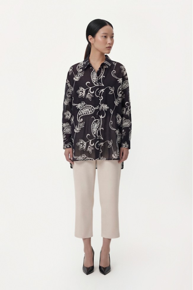 LONG SLEEVE SHIRT WITH EMBROIDERY