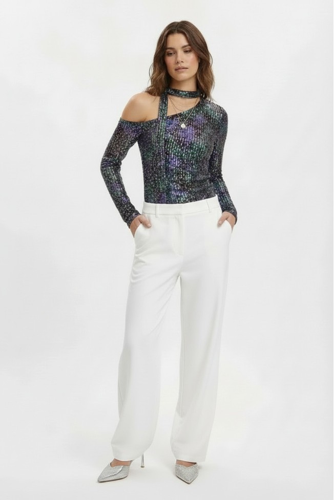 SEQUIN BLOUSE WITH ONE SHOULDER