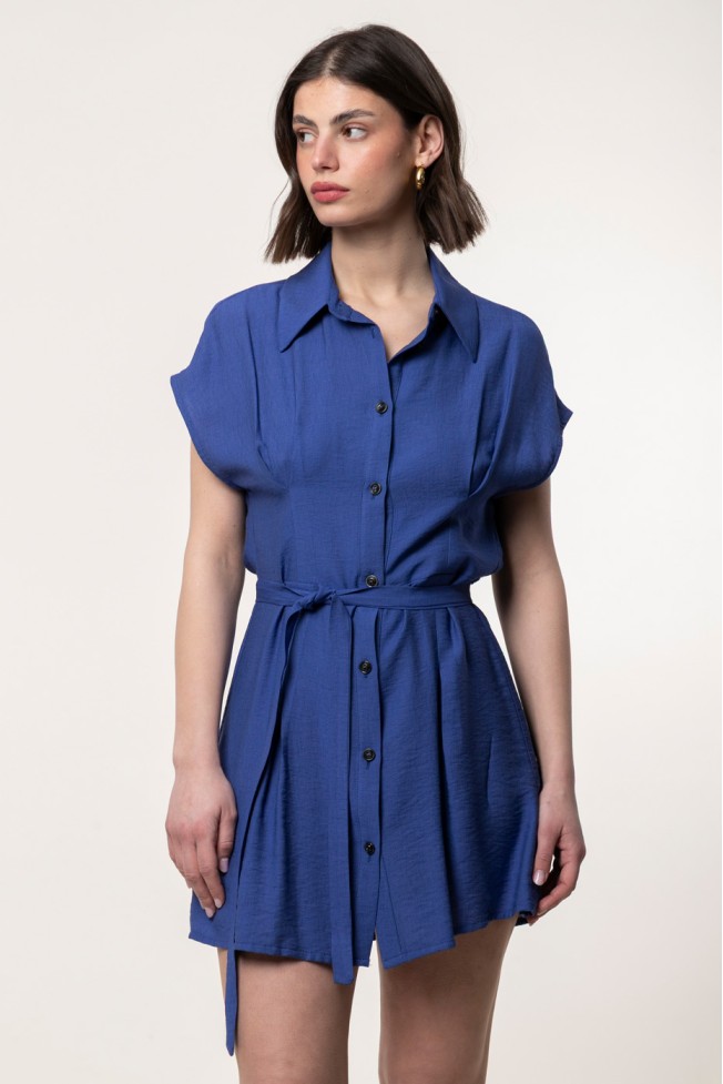 SHORT SLEEVE MINI DRESS WITH BELT