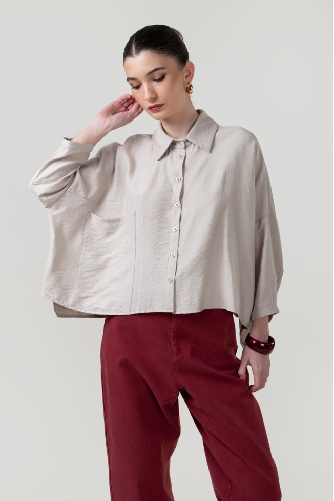 CROP SHIRT WITH POCKET