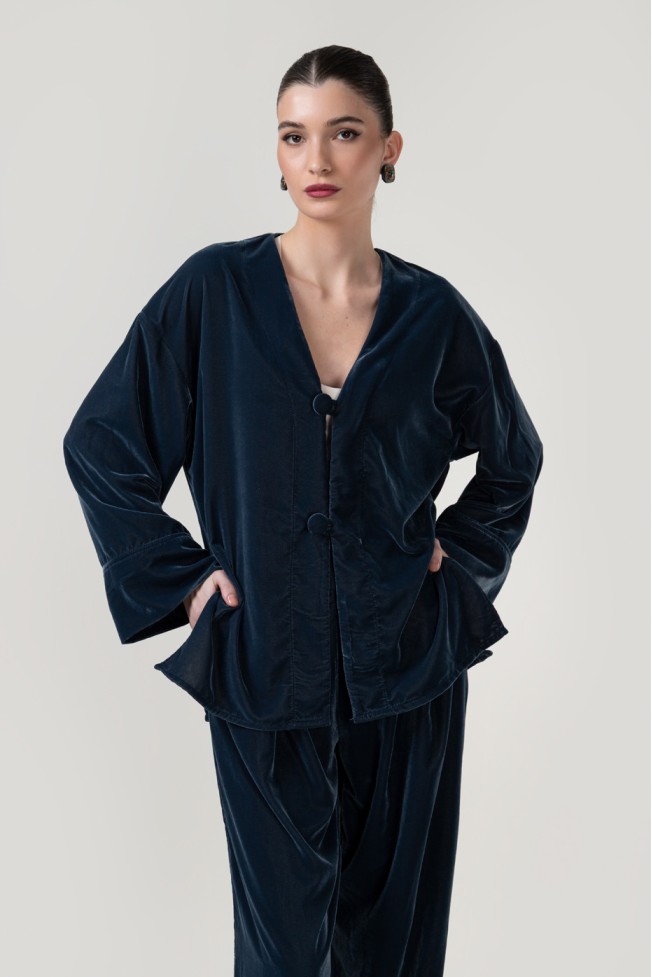 VELVET BLOUSE WITH BUTTONS