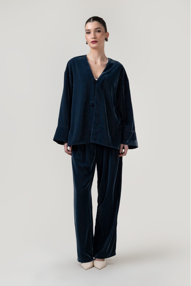 VELVET BLOUSE WITH BUTTONS