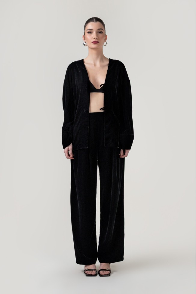 VELVET PANTS WITH PLEATS