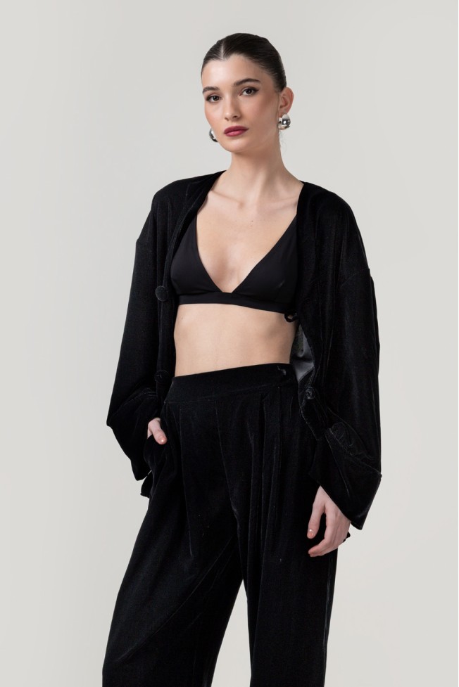 VELVET PANTS WITH PLEATS