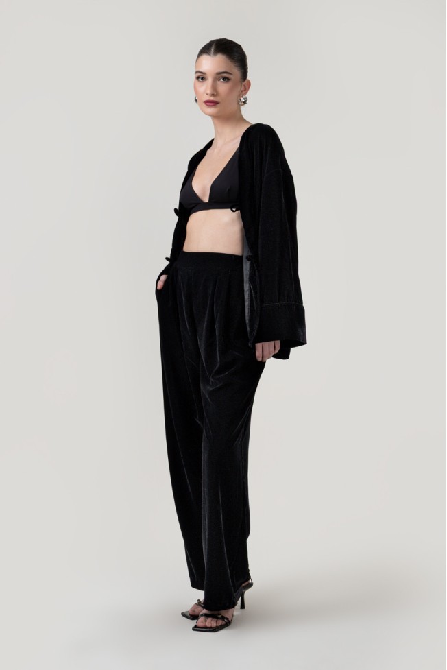 VELVET PANTS WITH PLEATS