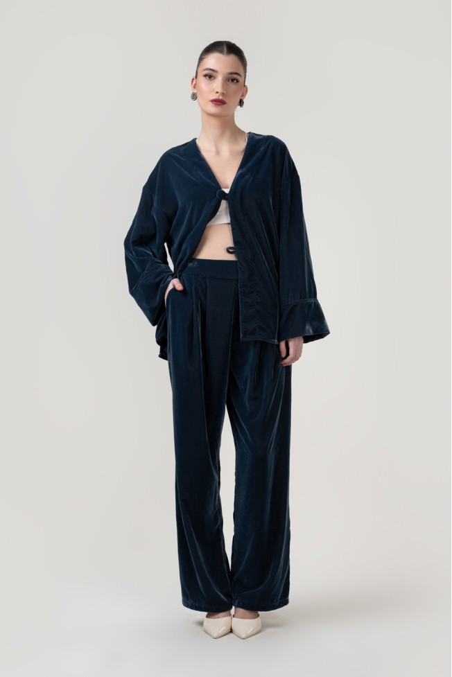 VELVET PANTS WITH PLEATS