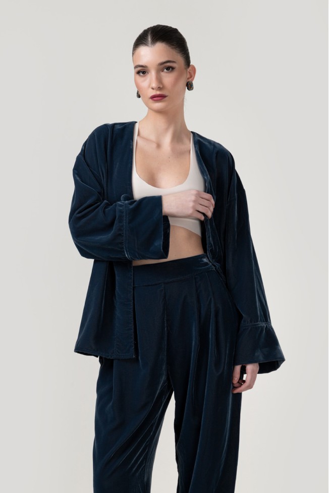 VELVET PANTS WITH PLEATS