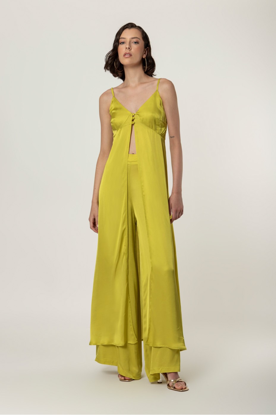 WIDE LEG SATIN PANTS