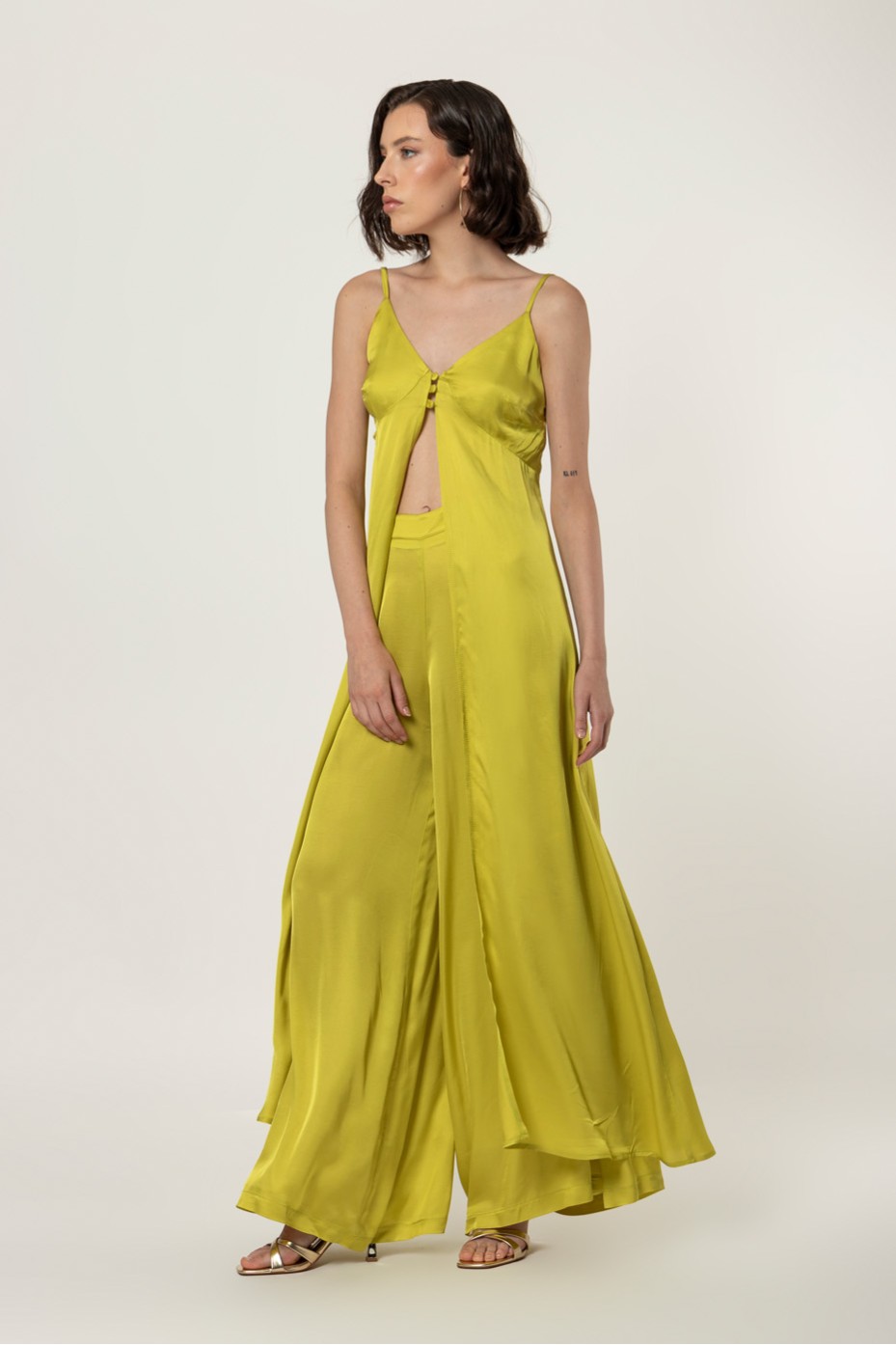 WIDE LEG SATIN PANTS