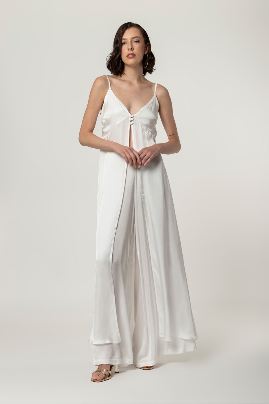 WIDE LEG SATIN PANTS