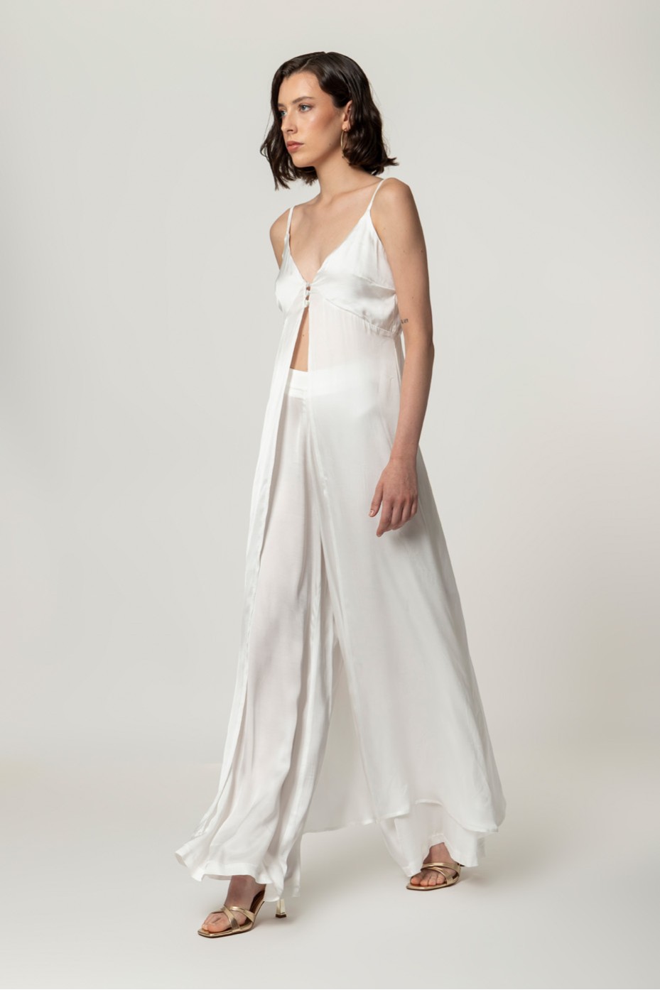 WIDE LEG SATIN PANTS