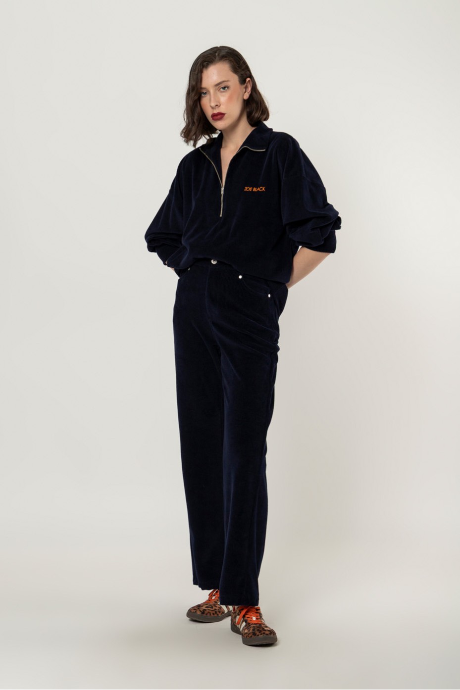 RIB BLOUSE WITH ZIPPER