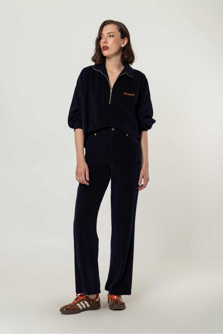 RIB BLOUSE WITH ZIPPER